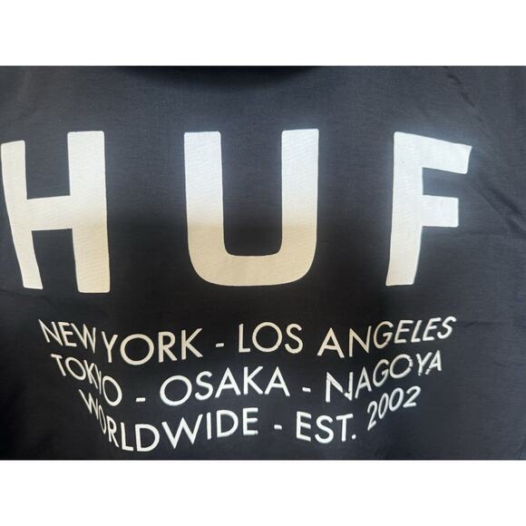 HUF Worldwide Anorak Jacket Mens M Black Flags Half Zip Skateboarder Streetwear - Picture 6 of 13